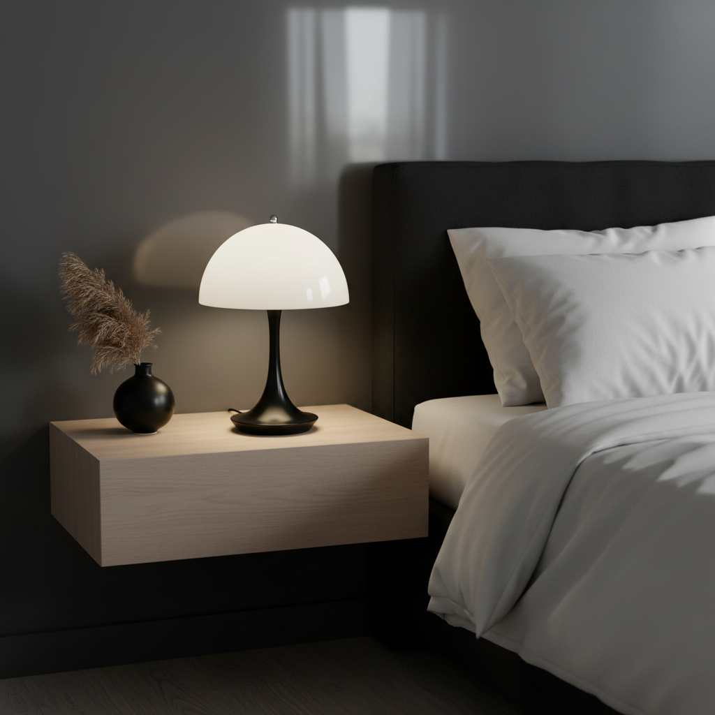 Lampe Champignon Rechargeable Éco-responsable coloris Noir mise en situation — Mon Univers - Mes Lumières