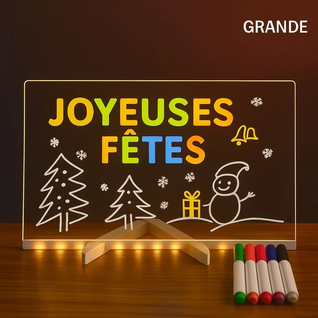 Tableau LED MagicDraw grand format message Joyeuses Fêtes stylos couleurs — Mon Univers - Mes Lumières