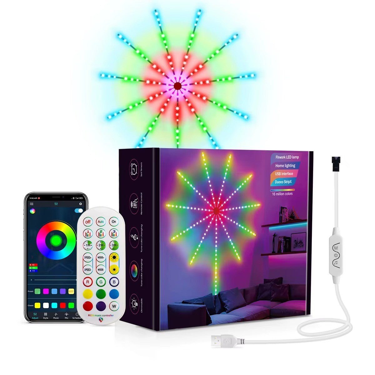 Bande lumineuse led feu d'artifice Bluetooth | SyncLight - Mon Univers - Mes Lumières