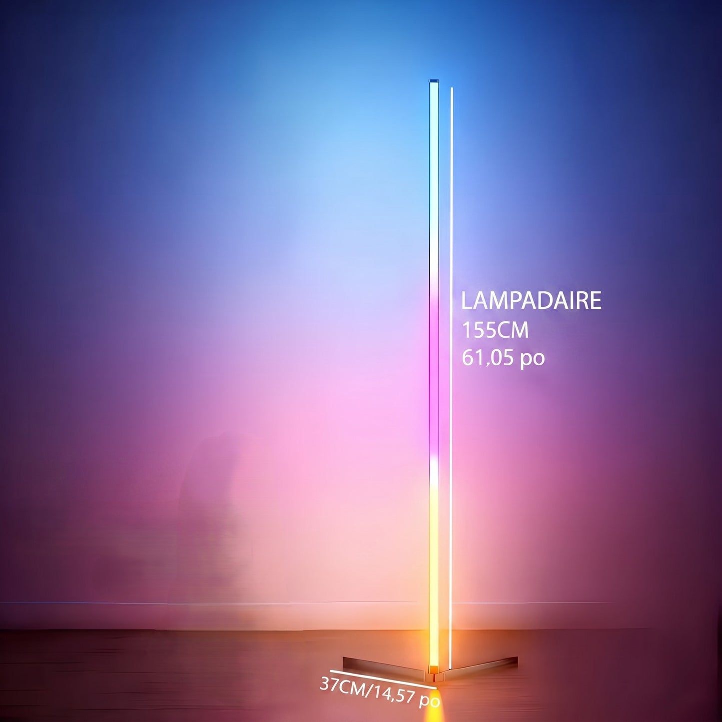 Lampadaire sur pied RGB 155 cm pour salon et chambre — Mon Univers - Mes Lumières