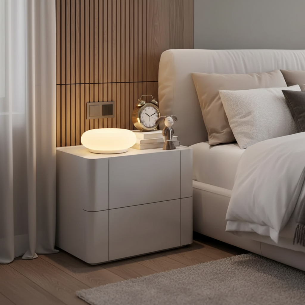 Lampe LED Donut Blanche - Mise en situation chambre