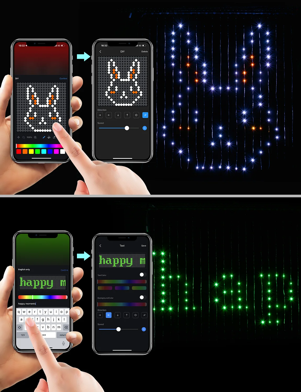 Rideau lumineux Led intelligent guirlande | ColorSync