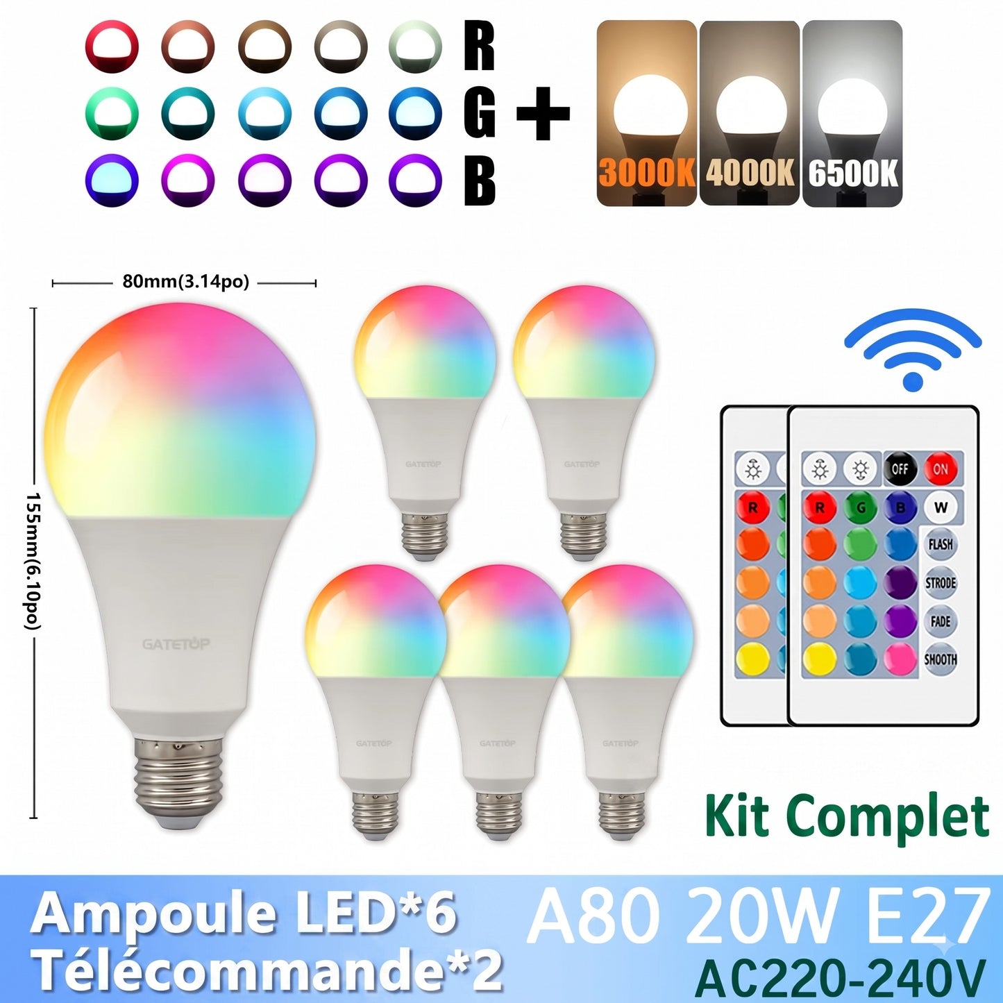Ampoule LED RGB | Télécommandée 20W 2000 lumens