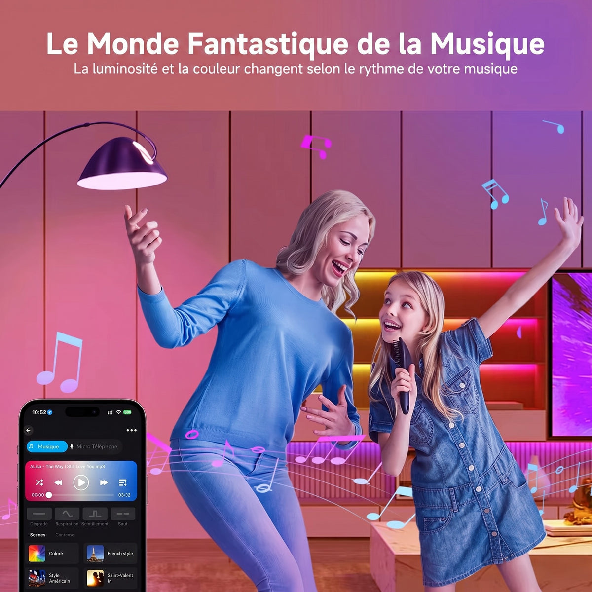Ampoule connectée RGB WiFi BLE 5.0 ambiance fête mère et fille qui dansent — Mon Univers - Mes Lumières