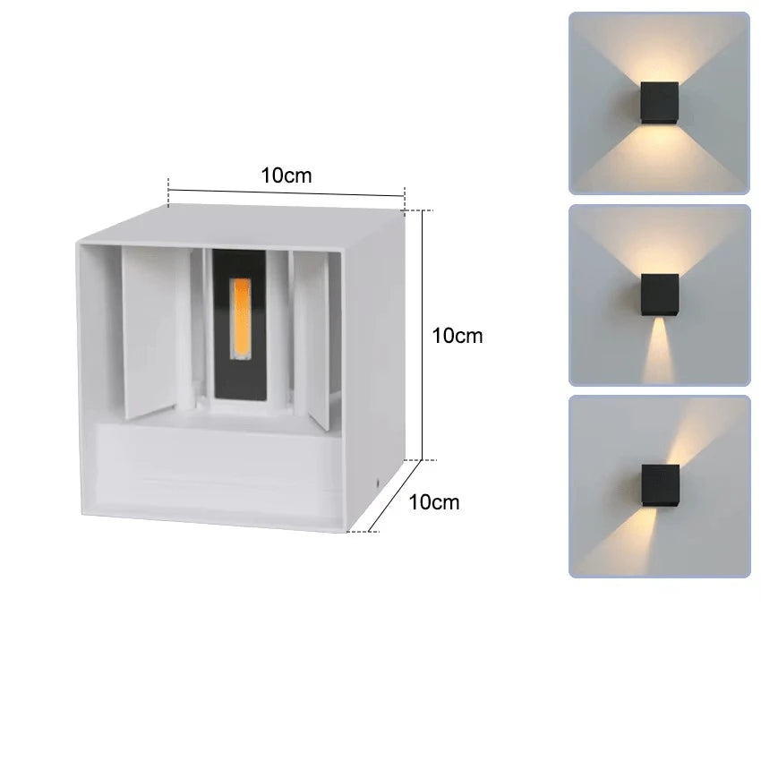 Applique Murale Cubique LED dimensions 10x10x10cm schéma technique coloris Noir — Mon Univers - Mes Lumières