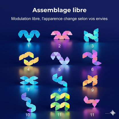 Applique Murale LED RGB Connectée schéma assemblage configurations — Mon Univers - Mes Lumières