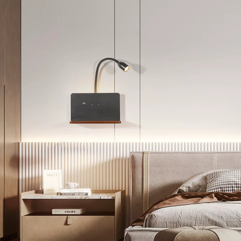 Applique murale pour chambre avec chargeur sans fil - Design Moderne