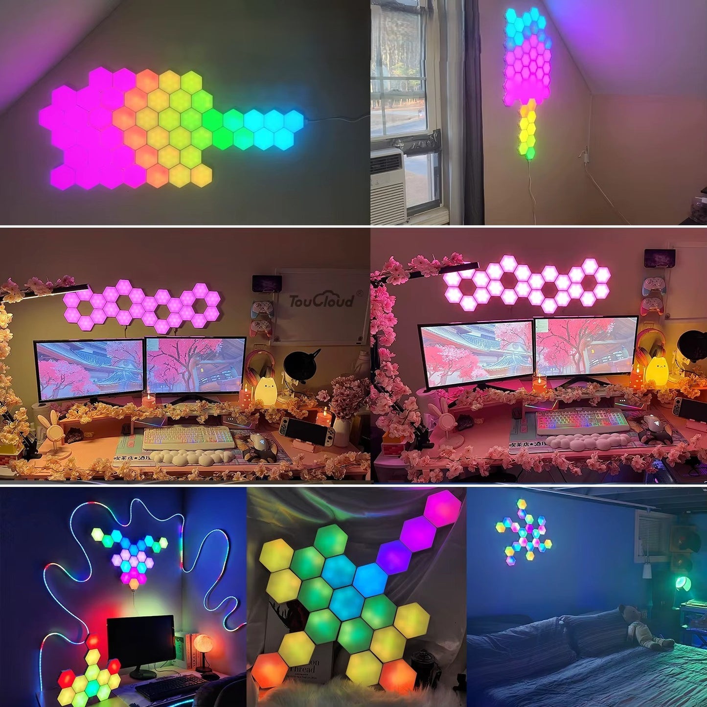 Applique Murale Hexagonale RGB LumiHome 24 pcs gaming room installation multicolore — Mon Univers - Mes Lumières