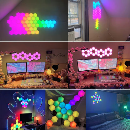 Applique Murale Hexagonale RGB LumiHome 24 pcs gaming room installation multicolore — Mon Univers - Mes Lumières