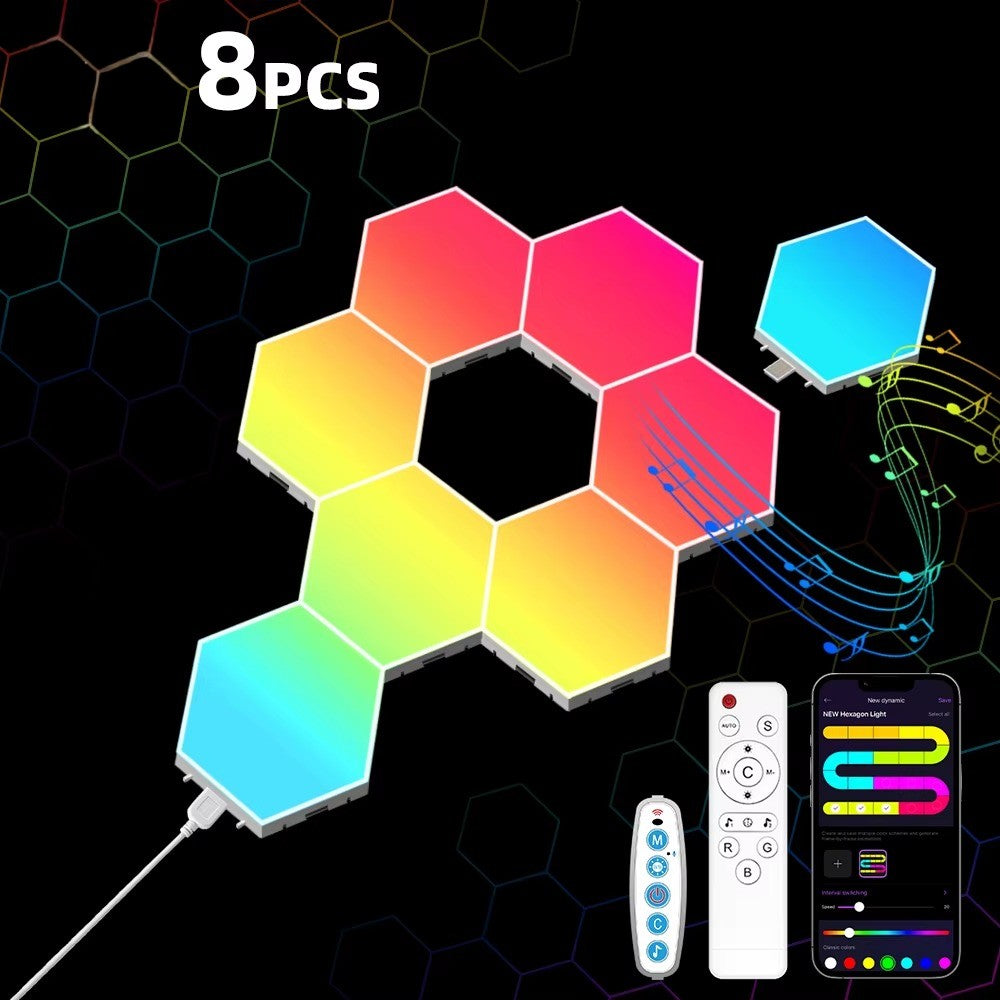 Applique Murale Hexagonale RGB LumiHome 8 pcs contrôle app MeRGBW iOS Android — Mon Univers - Mes Lumières