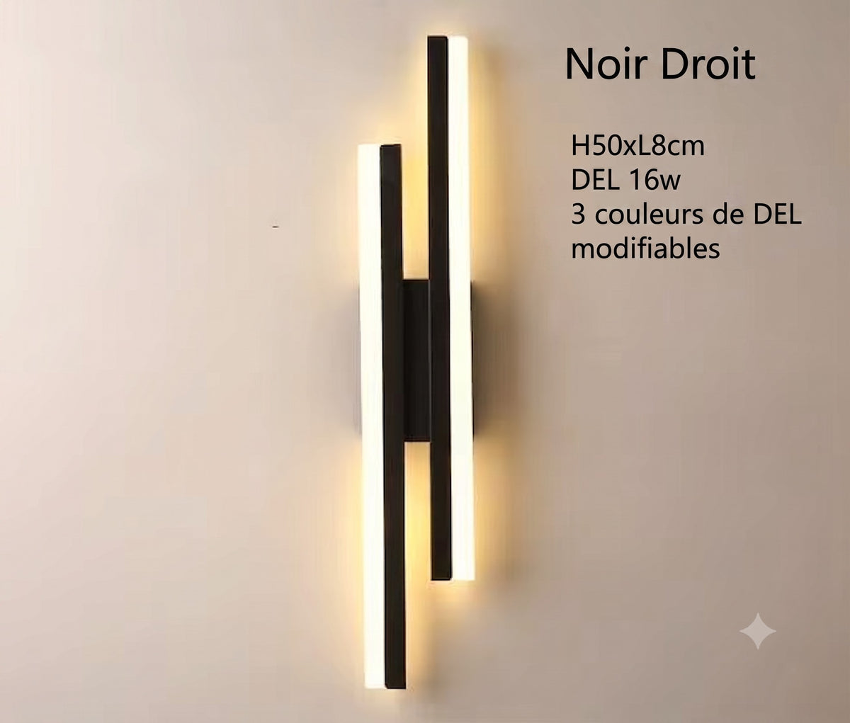 Applique murale noire côté droit vue produit — Mon Univers - Mes Lumières