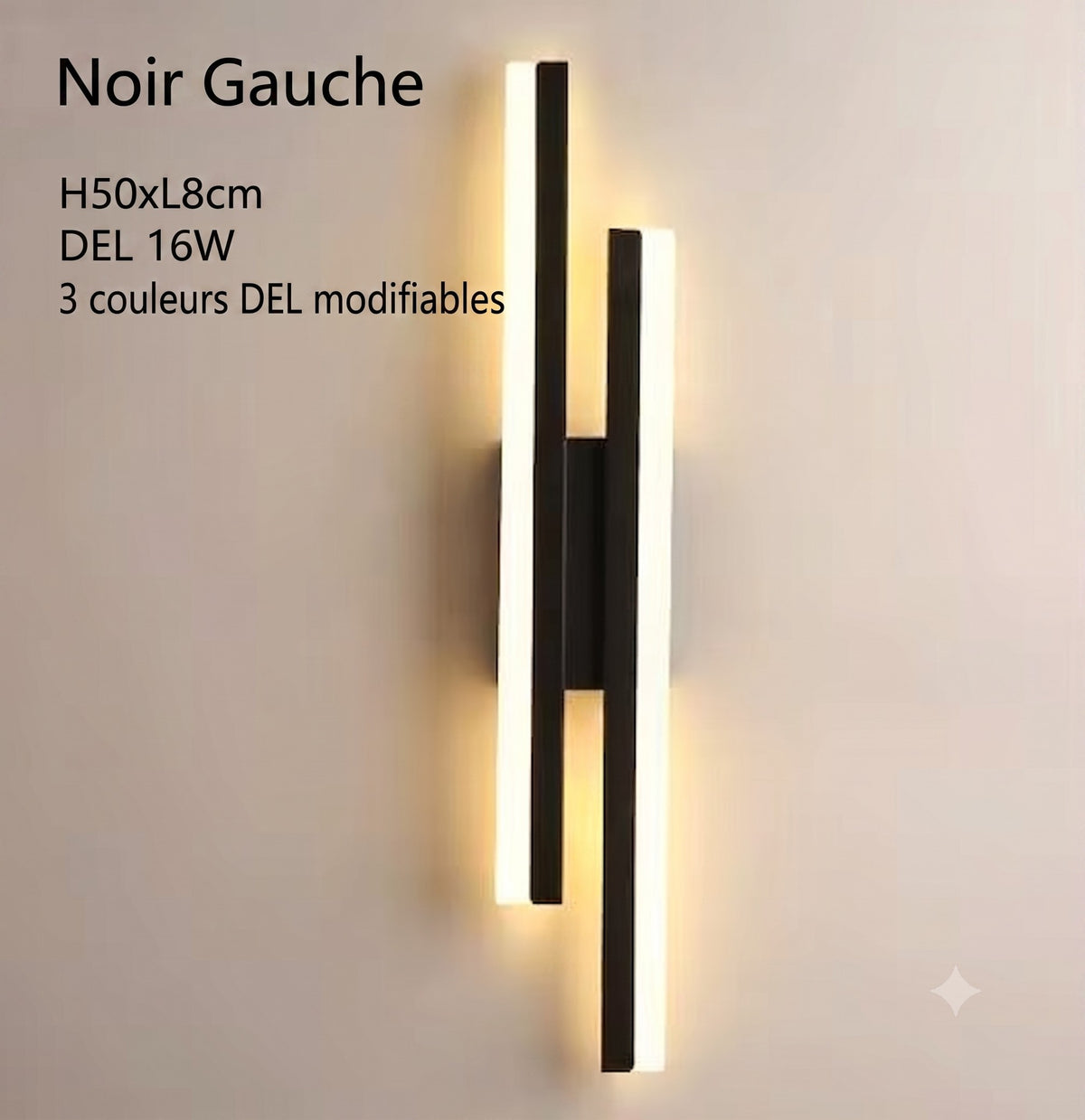 Applique murale noire côté gauche vue produit — Mon Univers - Mes Lumières