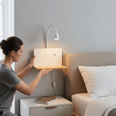 Applique murale pour chambre avec chargeur sans fil - Design Moderne