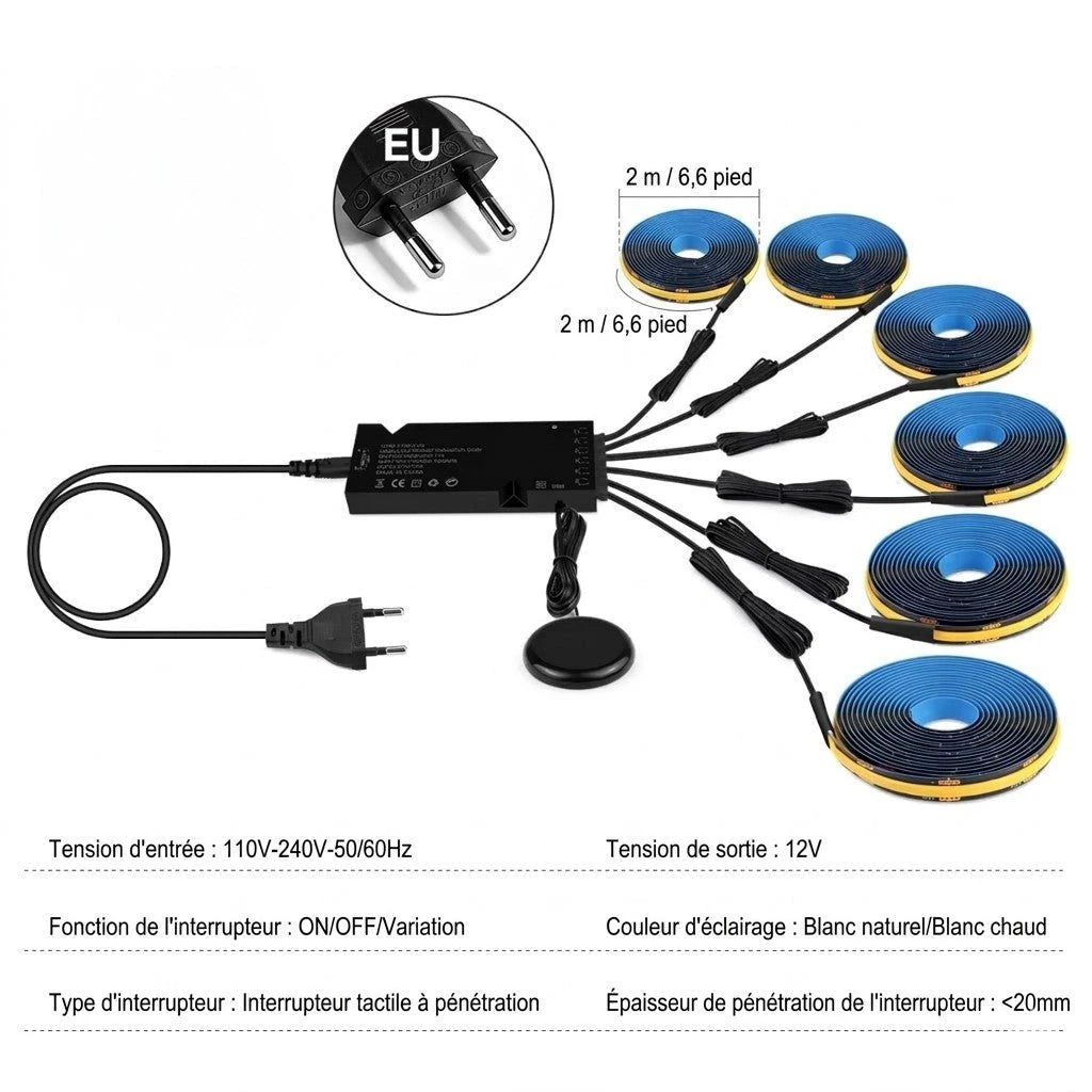 Bande LED PCB noire COB comparaison prise eu éclairage blanc chaud blanc froid — Mon Univers - Mes Lumières