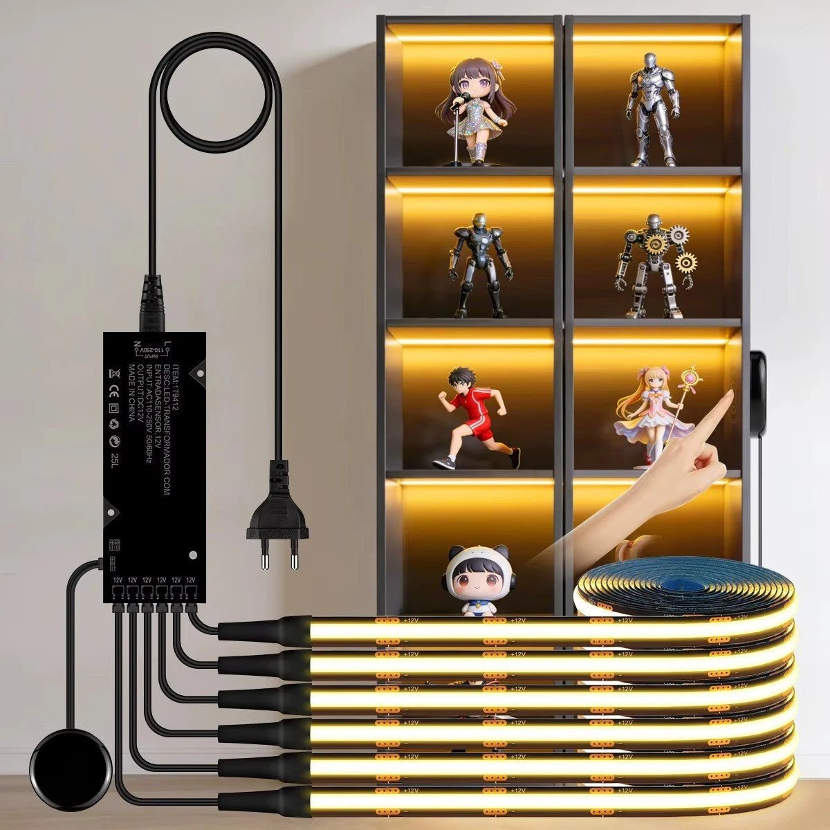 Bande LED PCB noire COB sous meuble cuisine lumière chaude blanc chaud — Mon Univers - Mes Lumières