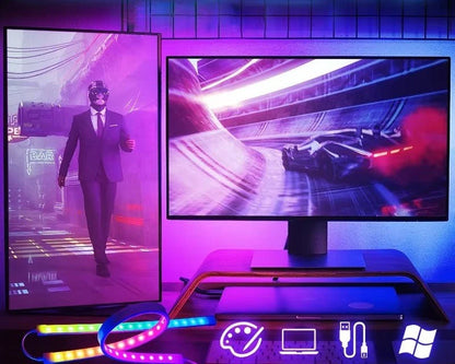 Bande LED USB rétroéclairage moniteur double écran gaming violet USB