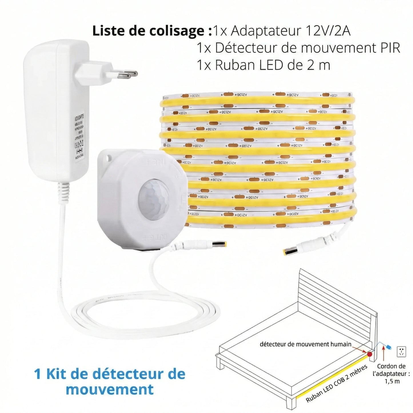 Bande Lumineuse Détecteur de Mouvement 3 températures blanc chaud naturel froid — Mon Univers - Mes Lumières