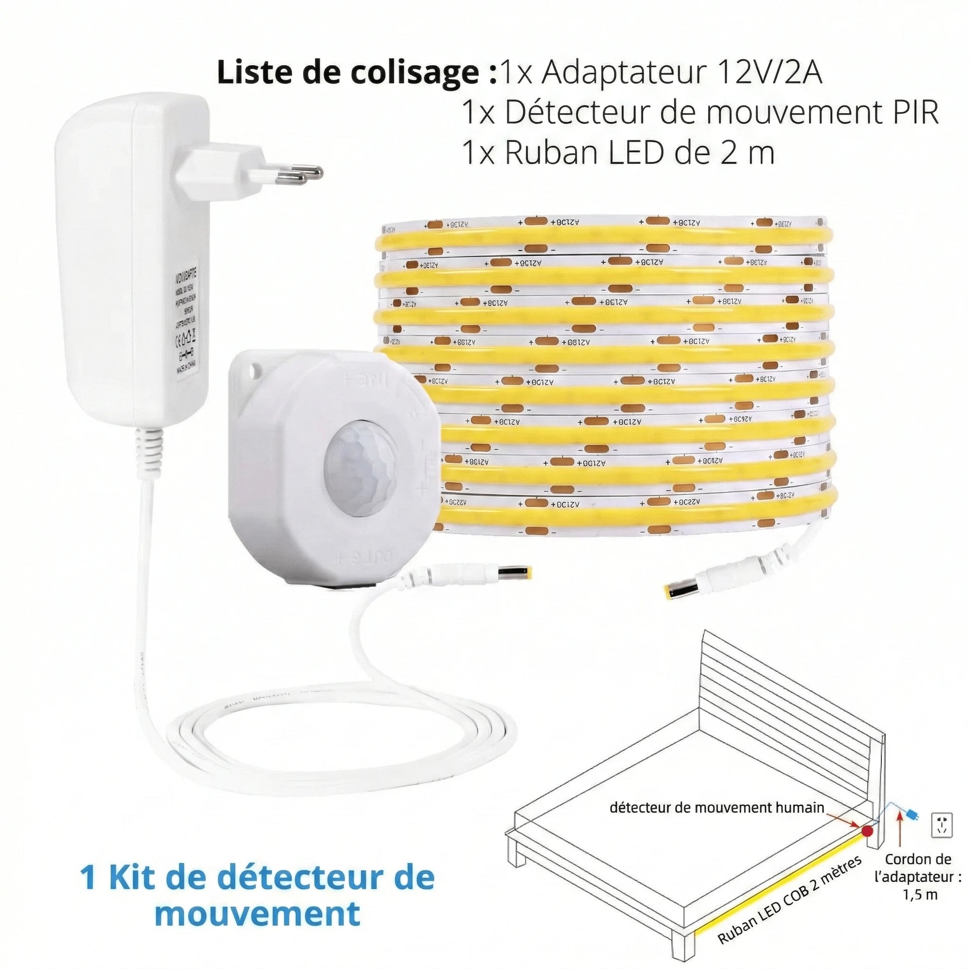 Bande Lumineuse Détecteur de Mouvement 3 températures blanc chaud naturel froid — Mon Univers - Mes Lumières