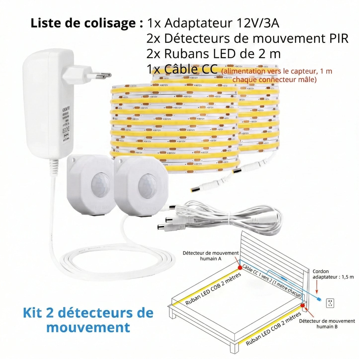 Bande Lumineuse Détecteur de Mouvement couloir éclairage nocturne — Mon Univers - Mes Lumières