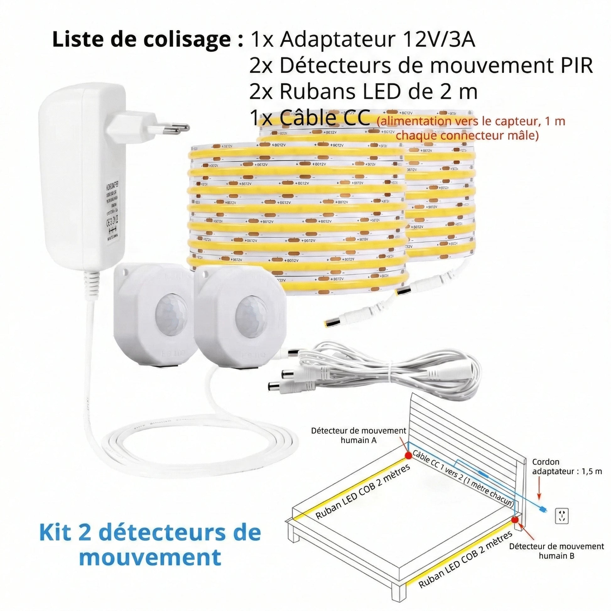 Bande Lumineuse Détecteur de Mouvement couloir éclairage nocturne — Mon Univers - Mes Lumières