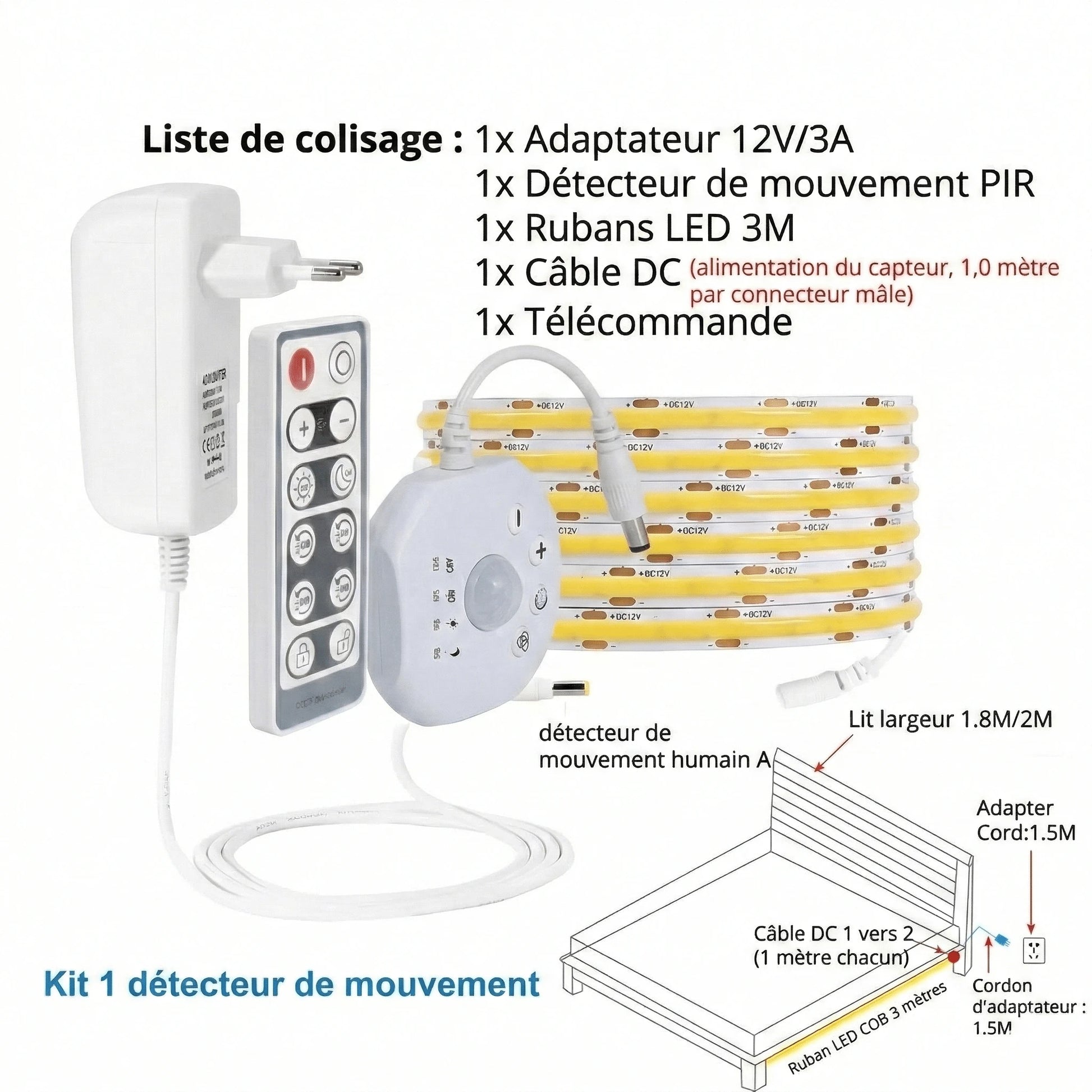 Bande Lumineuse Détecteur de Mouvement installation Plug and Play — Mon Univers - Mes Lumières