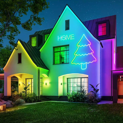 Façade maison illuminée RGB extérieur