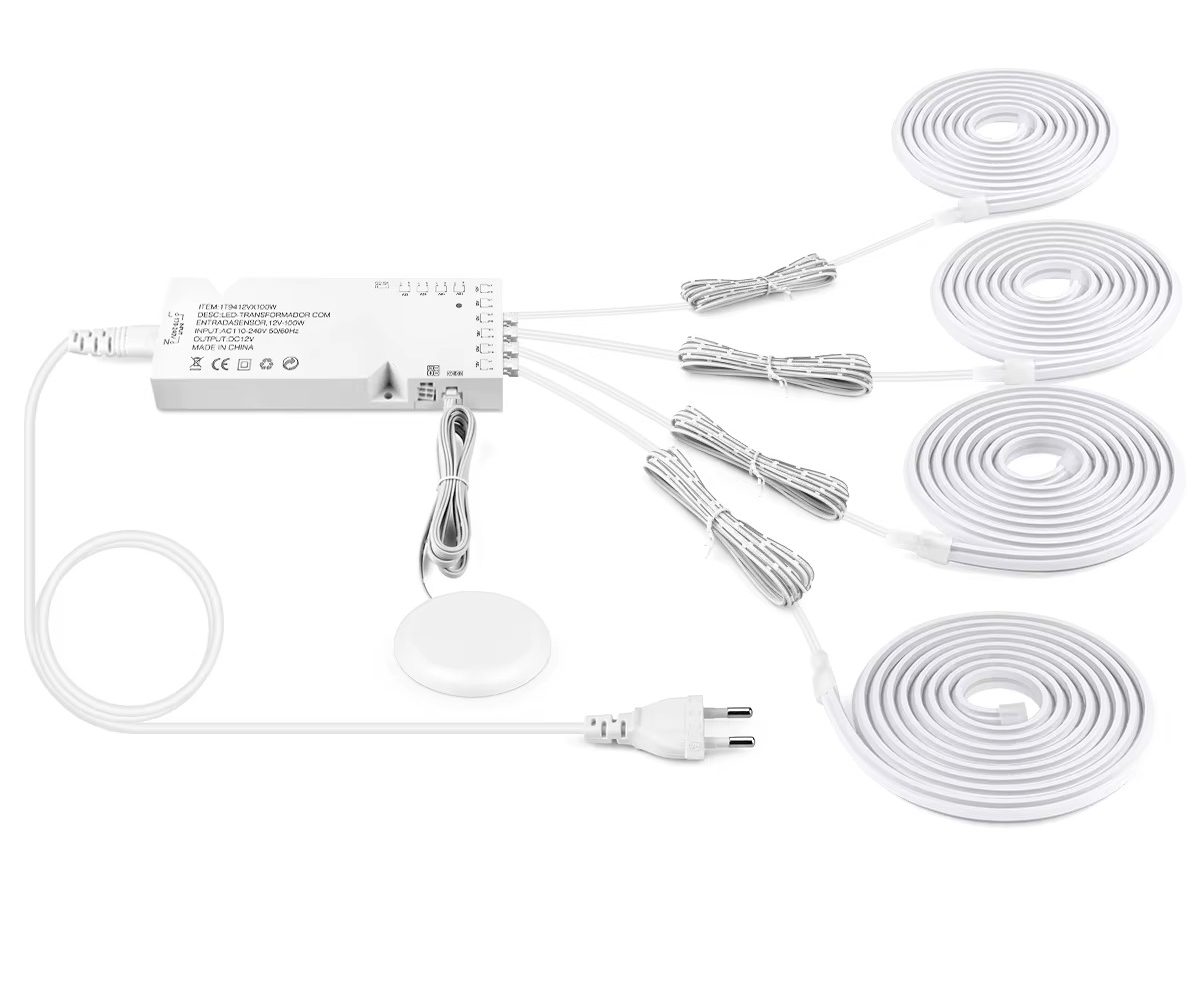 Kit bande LED COB tactile 4 bandes avec transformateur et capteur — Mon Univers - Mes Lumières