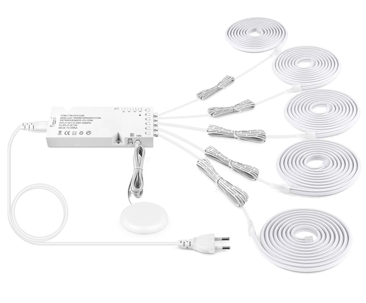 Kit bande LED COB tactile 5 bandes avec transformateur et capteur — Mon Univers - Mes Lumières