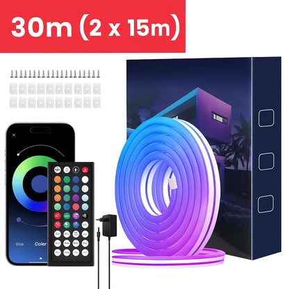 Kit complet bande LED 30M 2x15 Mapp télécommande RF alimentation EU