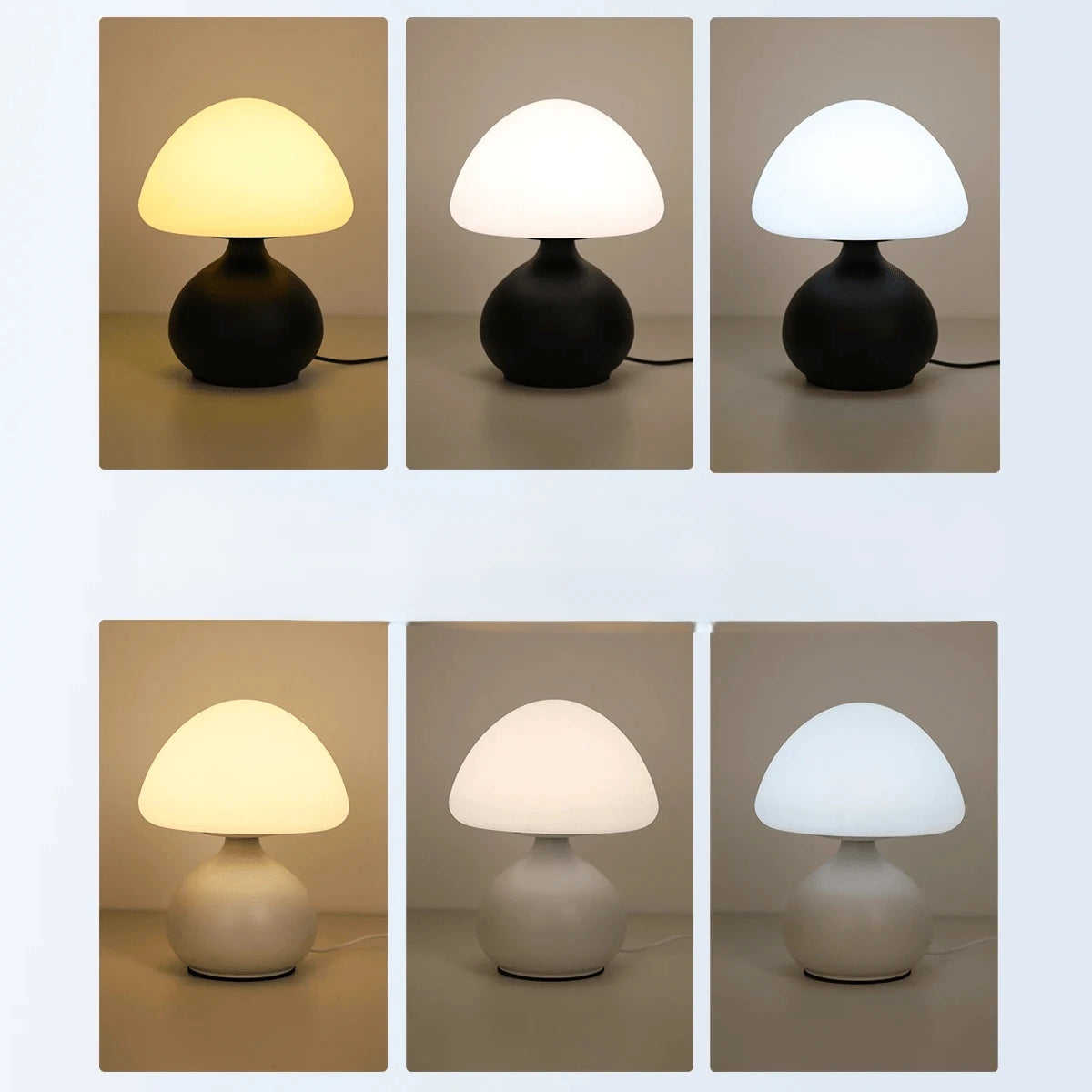 Lampe Champignon Minimaliste collage 3 températures blanc chaud naturel froid Noir et Blanc — Mon Univers - Mes Lumières