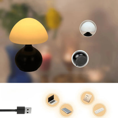 Lampe Champignon Minimaliste infographie USB coloris Blanc Noir câble inclus — Mon Univers - Mes Lumières