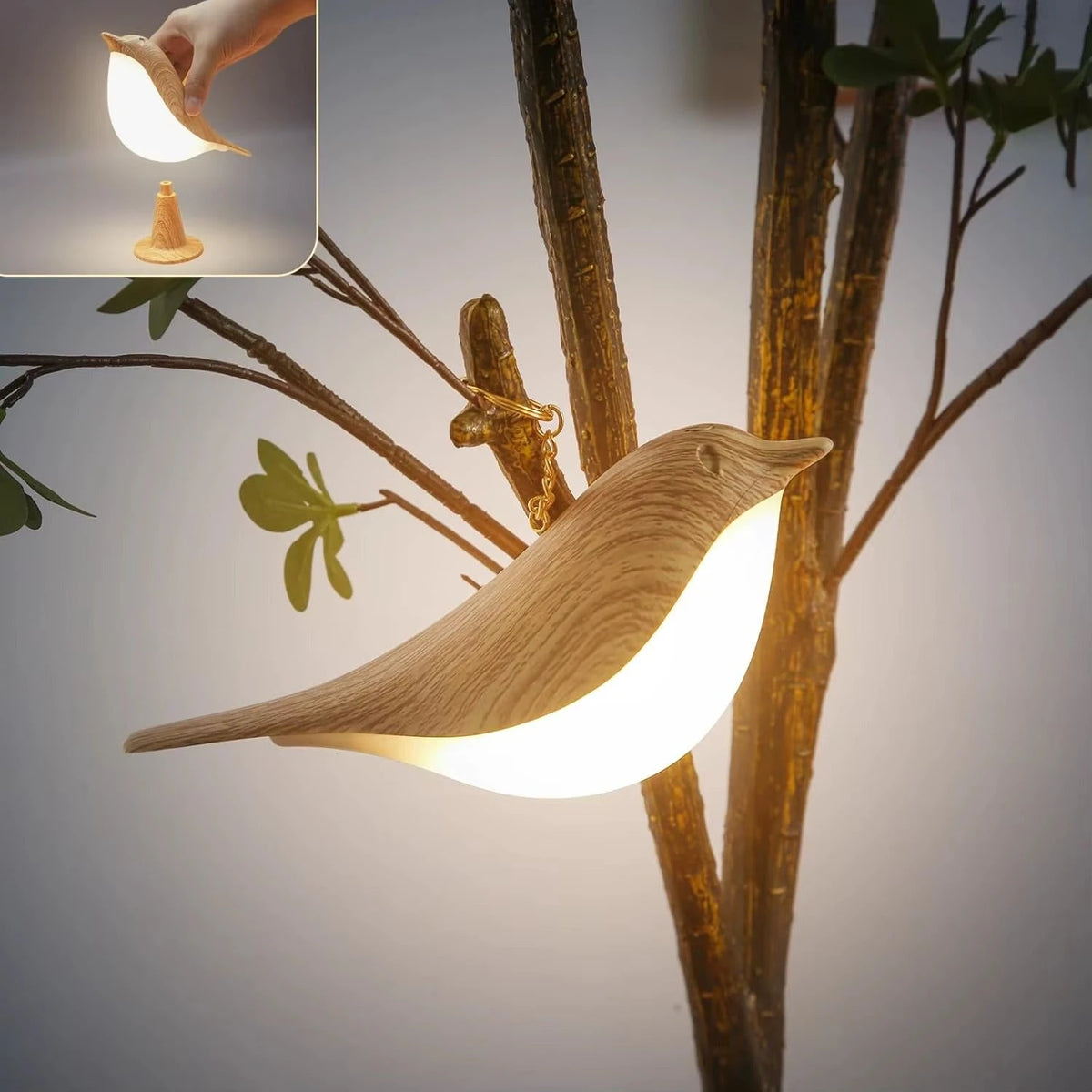 Lampe Oiseau Zen suspendue branche arbre lumière chaude nomade — Mon Univers - Mes Lumières