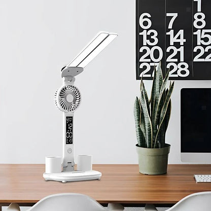 Lampe bureau LED intelligente blanche ventilateur horloge bureau plante — Mon Univers - Mes Lumières