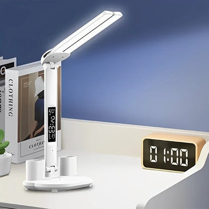Lampe bureau LED intelligente blanche ventilateur horloge bureau plante écran — Mon Univers - Mes Lumières