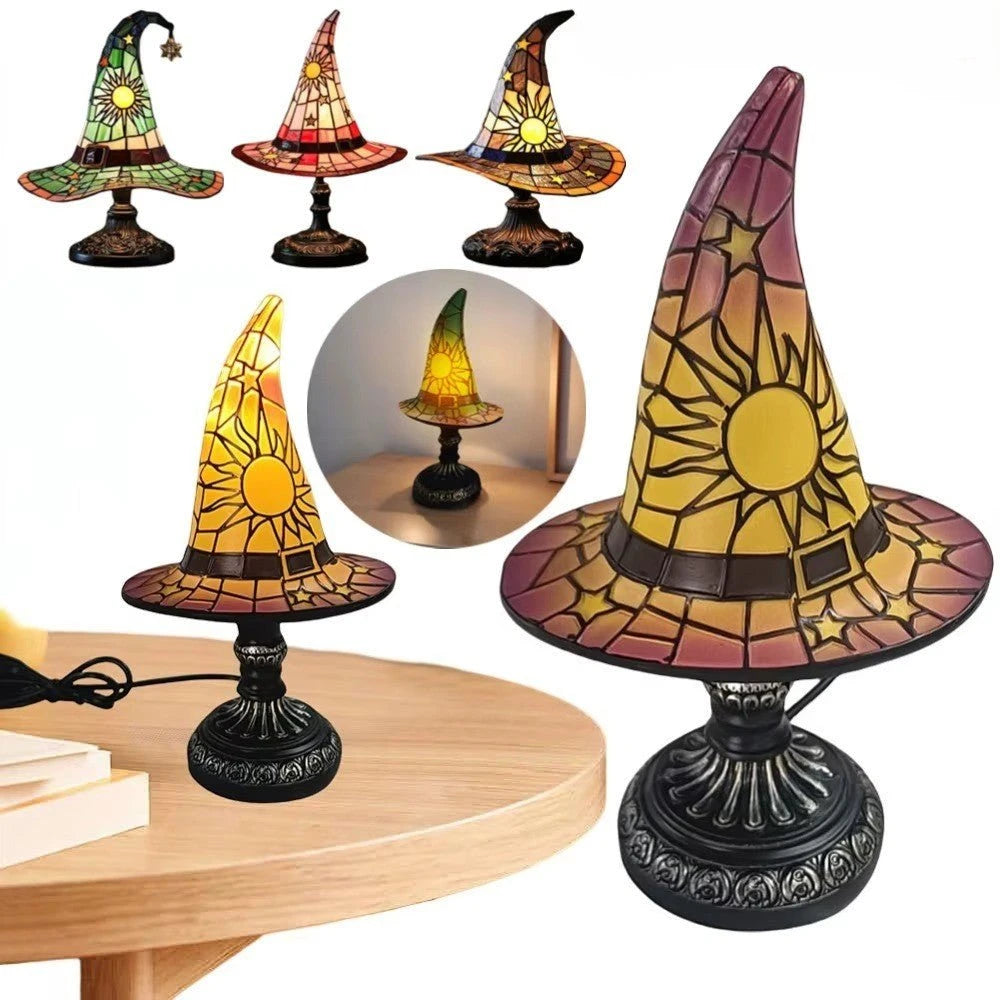 Lampe chapeau de sorcière féerique coloris marron détail résine — Mon Univers - Mes Lumières