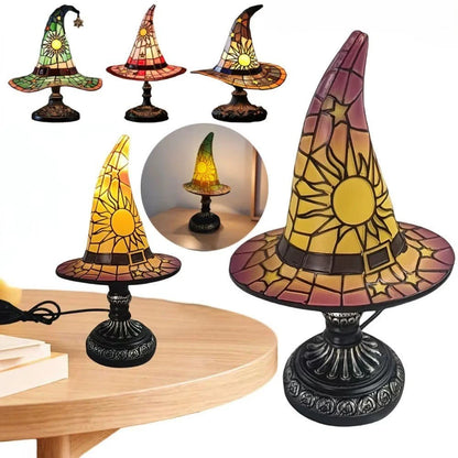 Lampe chapeau de sorcière féerique coloris marron détail résine — Mon Univers - Mes Lumières