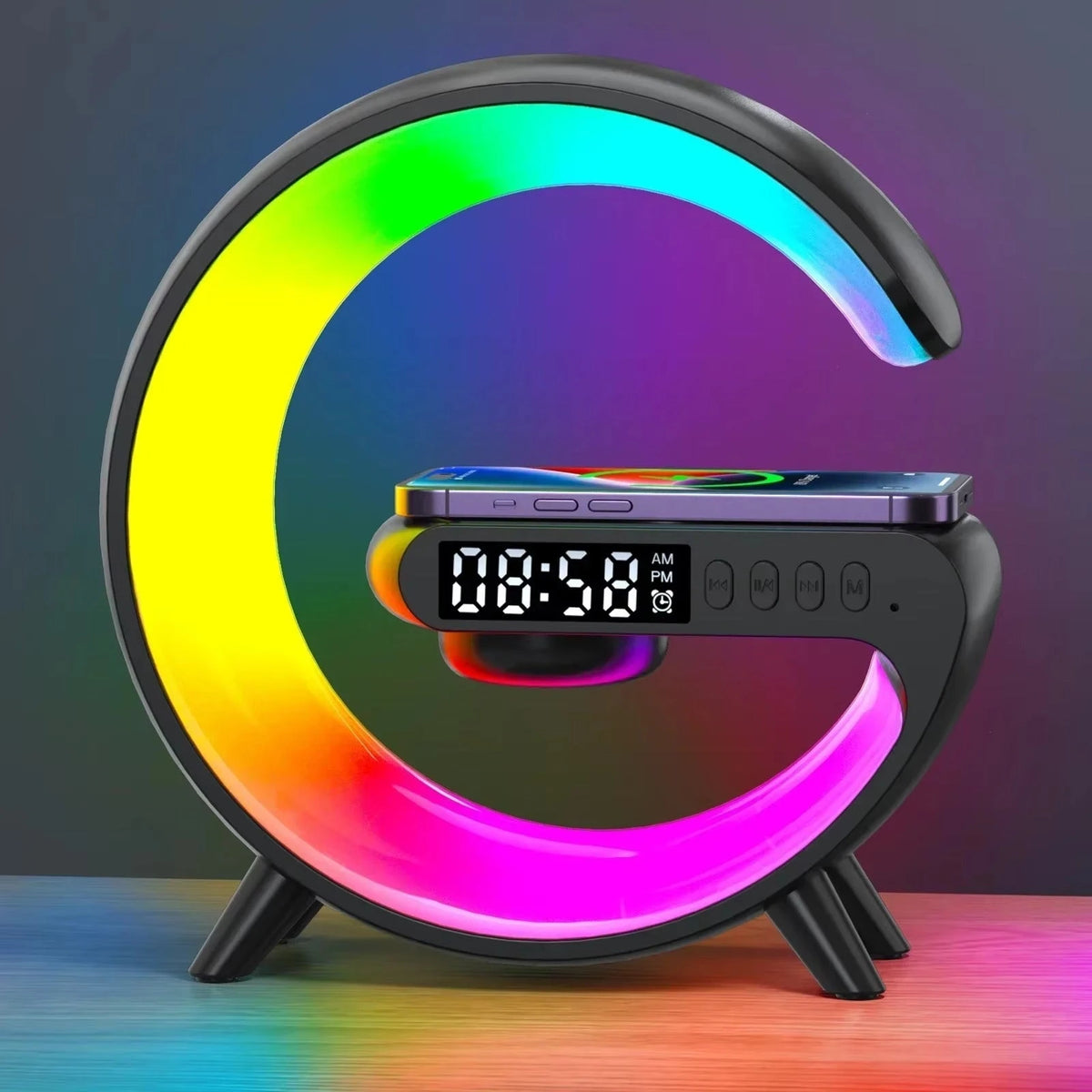 Lampe chevet design Cosy noir RGB ambiance multicolore vue profil