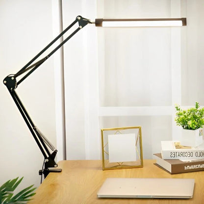 Lampe de Bureau LED Articulée Noir vue de face bras replié fond blanc — Mon Univers - Mes Lumières