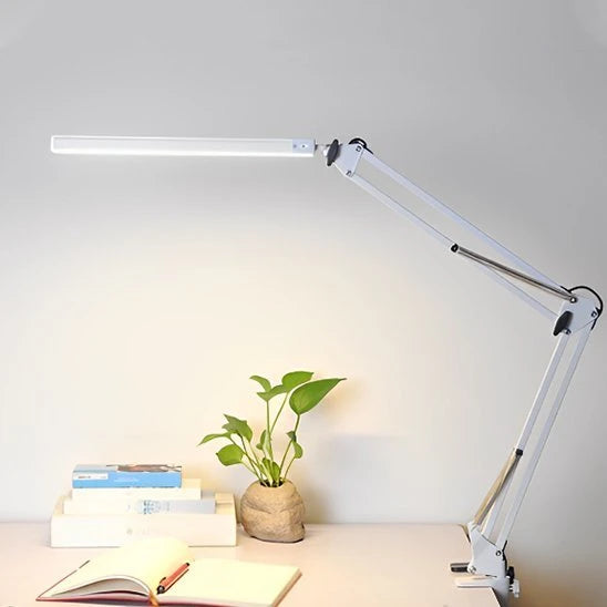 Lampe de Bureau LED Articulée Noir vue de profil bras déplié fond blanc — Mon Univers - Mes Lumières