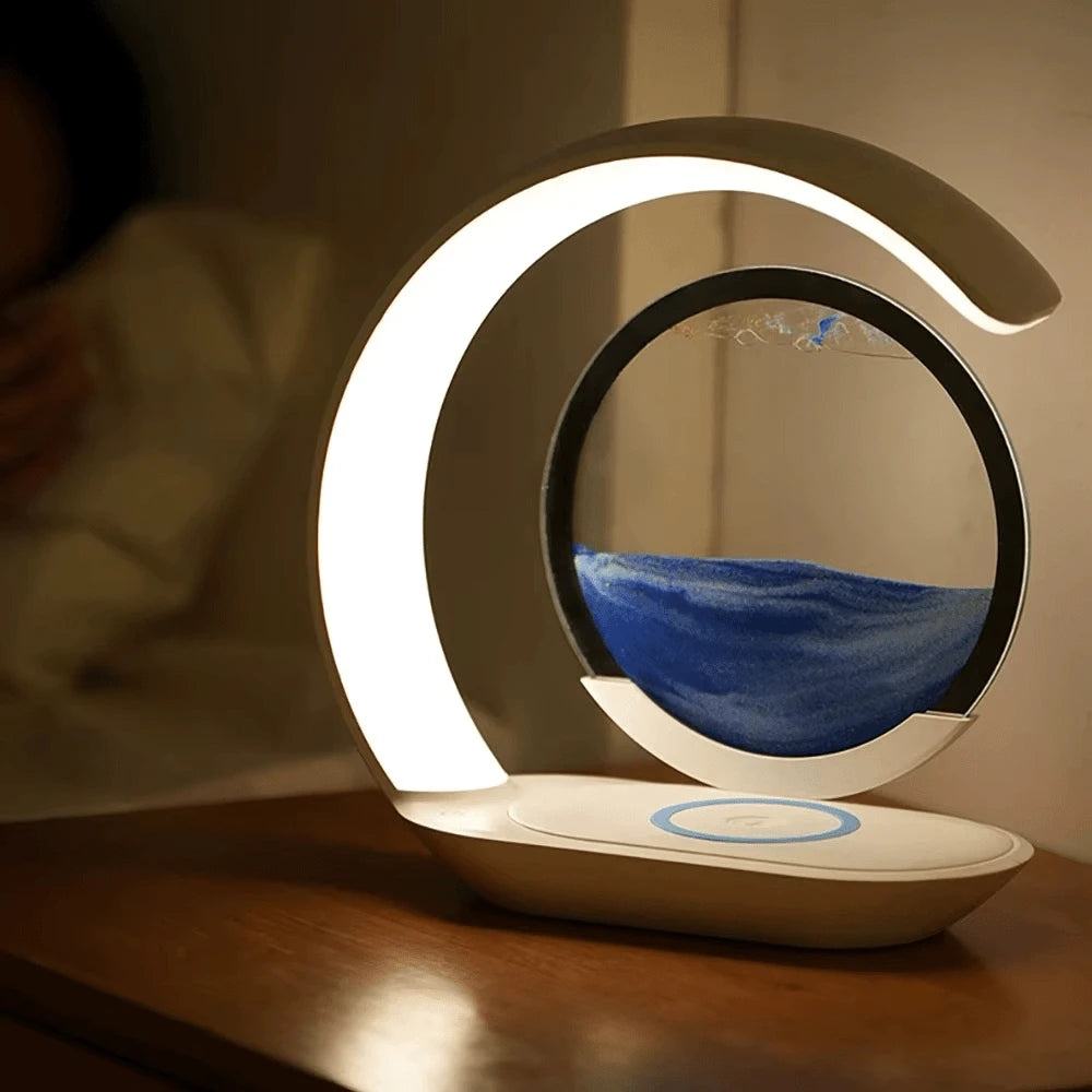 Lampe de Bureau LED Quicksand Zen 3-en-1 éclairage ambiance chaude Bleu sur table de nuit — Mon Univers - Mes Lumières