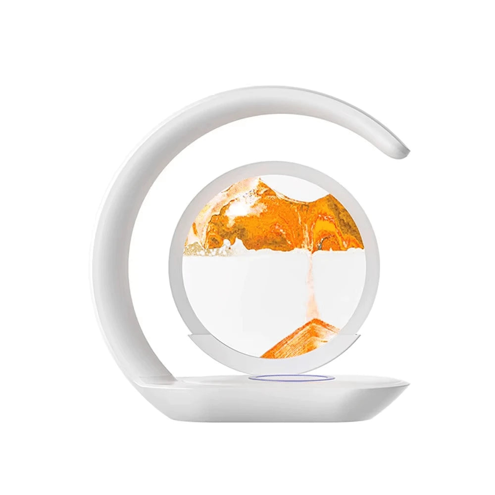 Lampe de Bureau LED Quicksand Zen 3-en-1 packshot coloris Orange fond blanc — Mon Univers - Mes Lumières