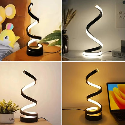 Lampe de Chevet Spirale LED collage 4 vues chambre bureau salon — Mon Univers - Mes Lumières