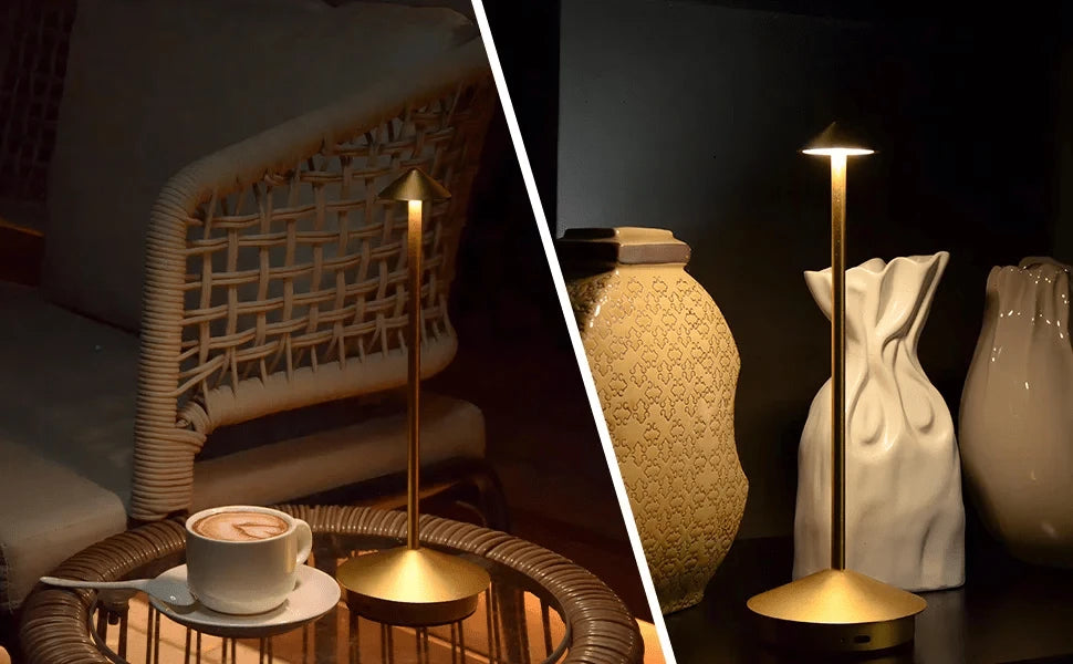 Lampe de Table LED Tactile Sans Fil posée sur table de chevet chambre — Mon Univers - Mes Lumières