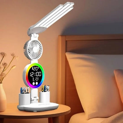 Lampe de bureau Ergonomia sur table de chevet éclairage ambiance chaud version ventilateur — Mon Univers - Mes Lumières