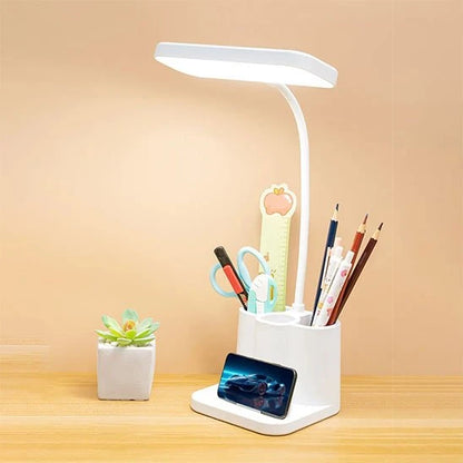 Lampe de bureau LED ErgoBright éclairage LED blanc col flexible support téléphone — Mon Univers - Mes Lumières