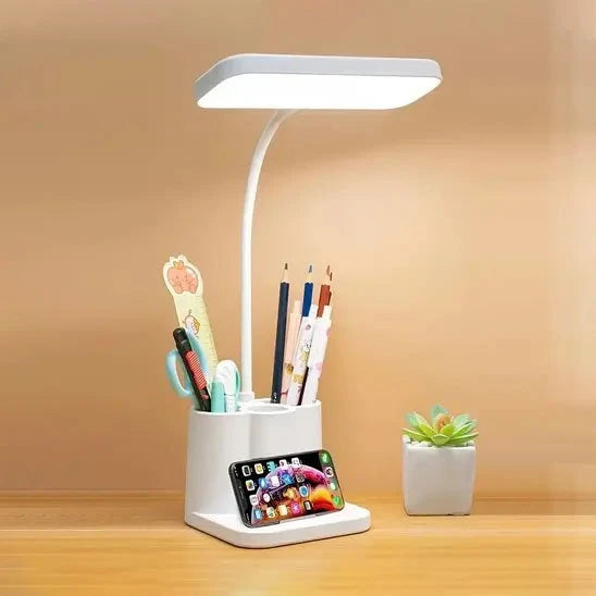 Lampe de bureau LED ErgoBright col flexible support smartphone stylos bureau — Mon Univers - Mes Lumières