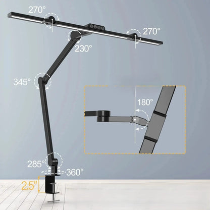Lampe de bureau LED bras articulé schéma angles rotation 270° 345° 360° — Mon Univers - Mes Lumières