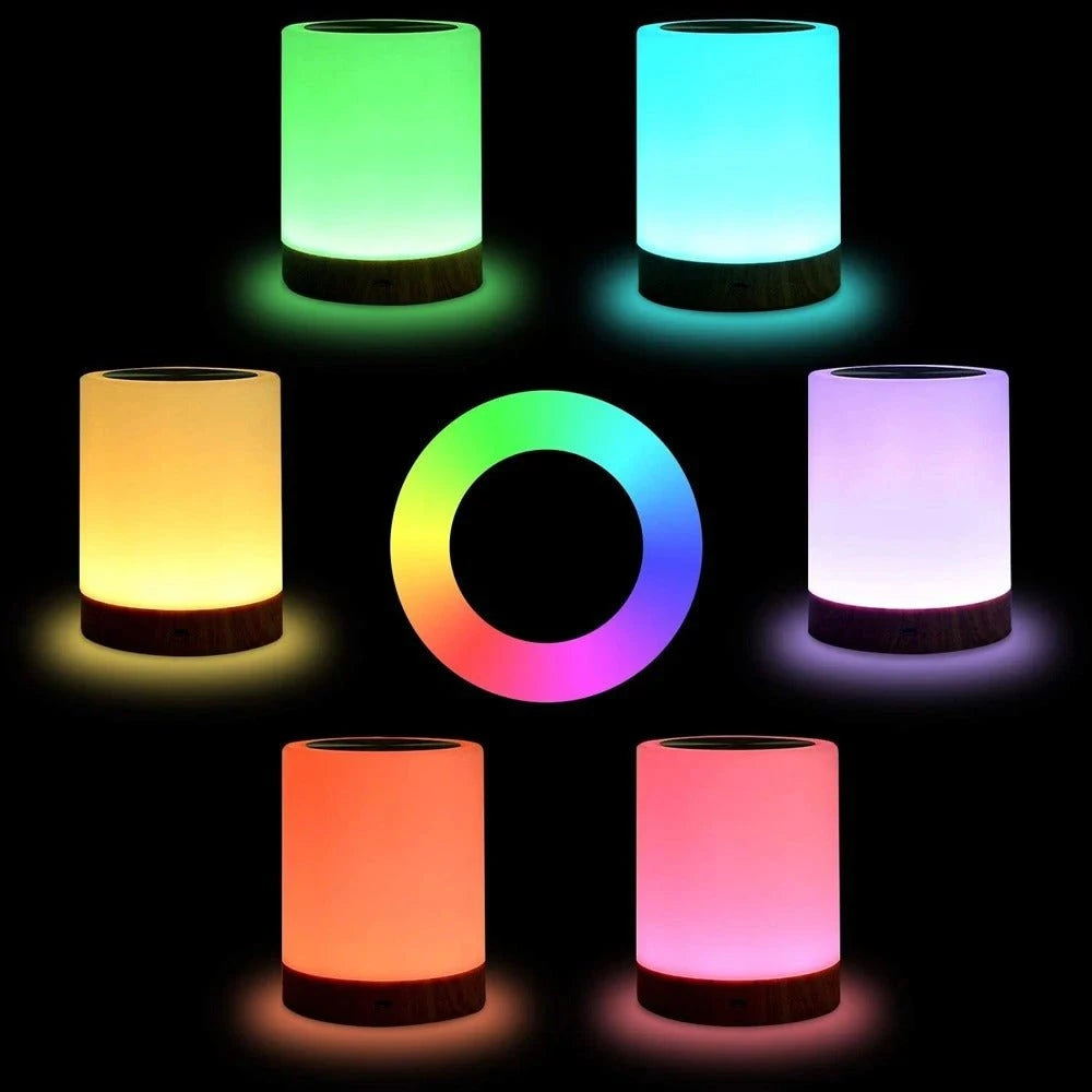 Lampe de chevet tactile RGB 13 couleurs palette complète démonstration fond noir — Mon Univers - Mes Lumières