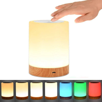 Lampe de chevet tactile RGB cylindrique 13 couleurs palette complète vue produit — Mon Univers - Mes Lumières