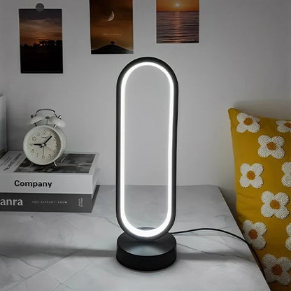 Lampe de table LED ovale noire table de chevet réveil coussin jaune chambre — Mon Univers - Mes Lumières